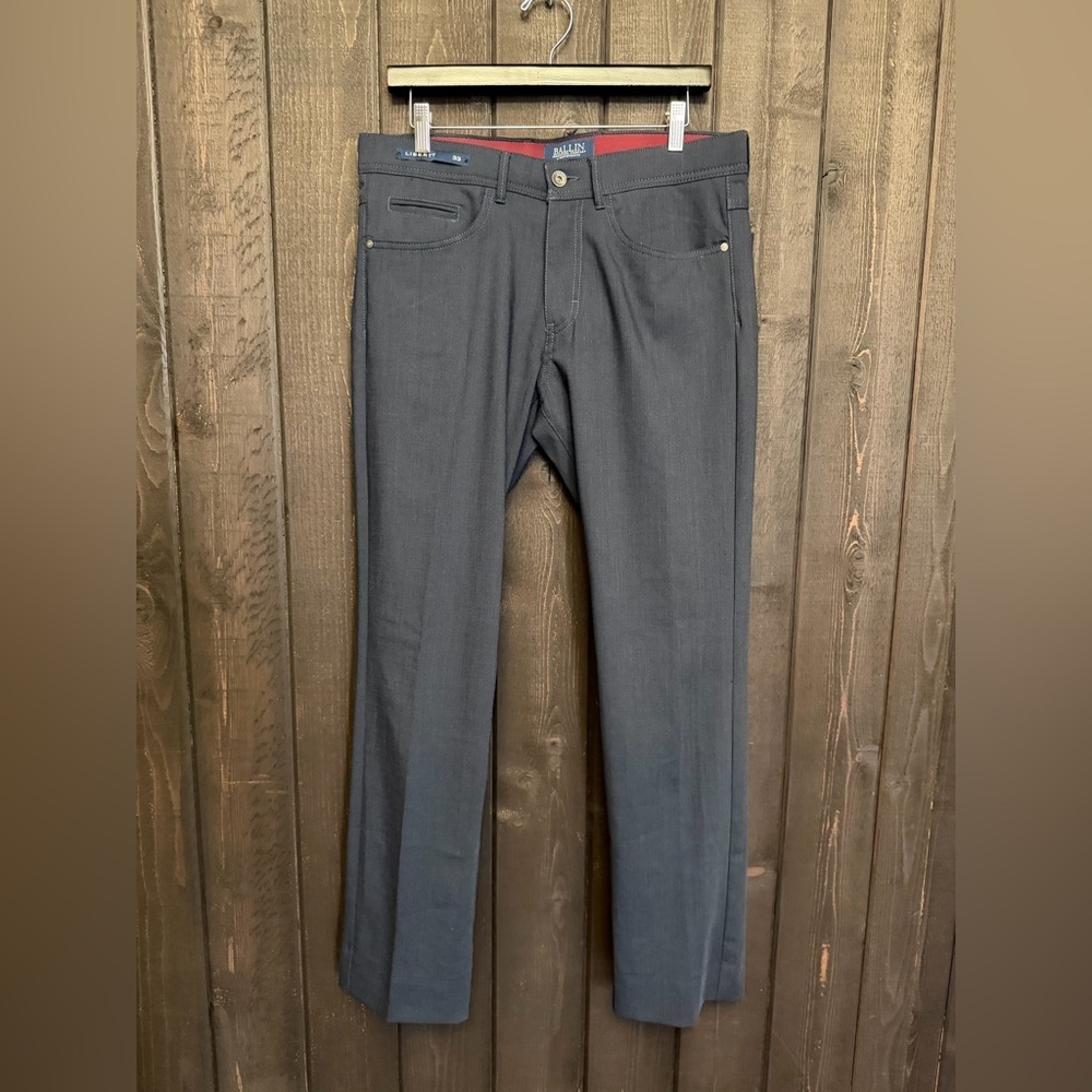 Ballin Mens Casual Liberty Pants Sz 33 Crescent Modern Fit Navy Wool Blend EUC